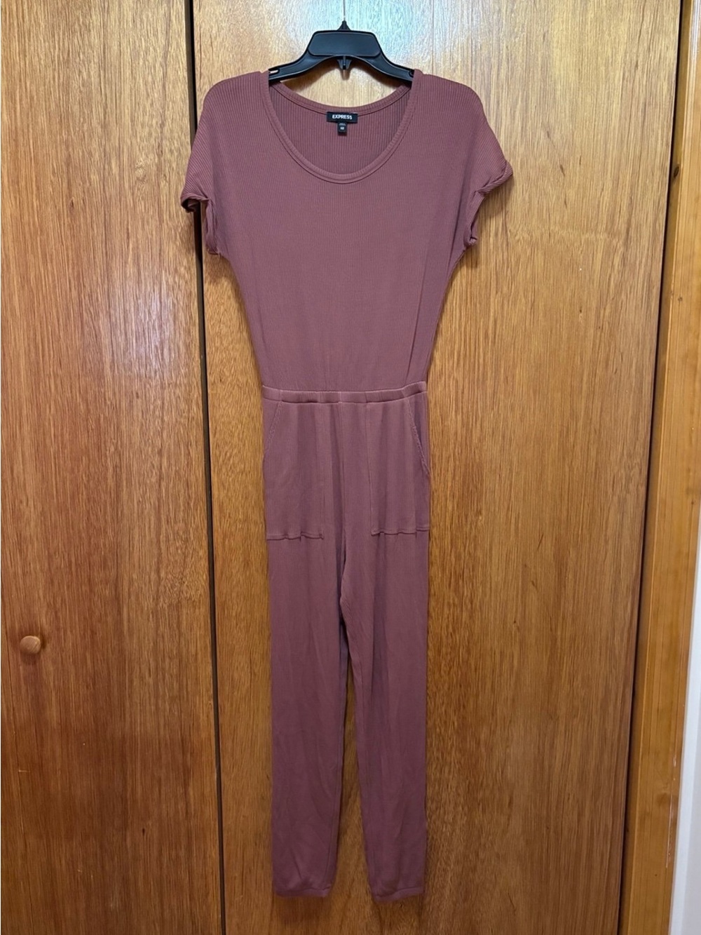 Express Rust Brown Short Sleeve Jumpsuit